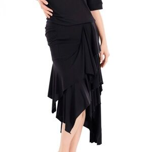 Maly Asymmetric Midi Latin Dance Skirt MF201502 Tango Ballroom